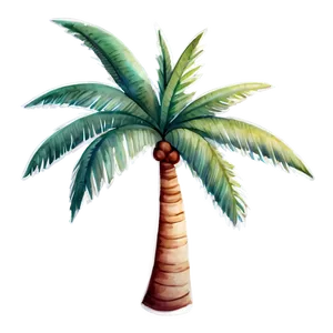 Watercolor Palm Tree Emoji PNG 06272024