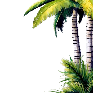 Watercolor Palm Trees PNG Cel91