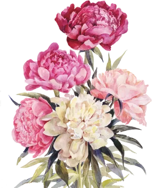 Watercolor Peony Bouquet PNG