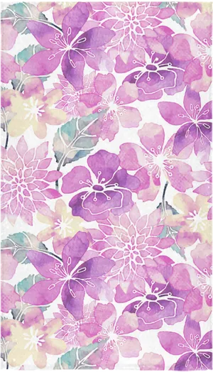 Watercolor Purple Floral Pattern