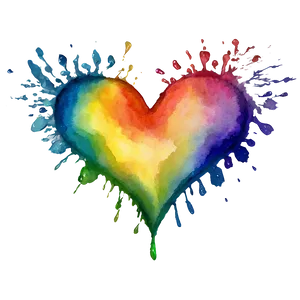 Watercolor Rainbow Heart PNG 06252024