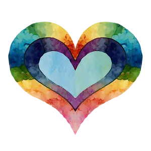 Watercolor Rainbow Heart PNG 06252024