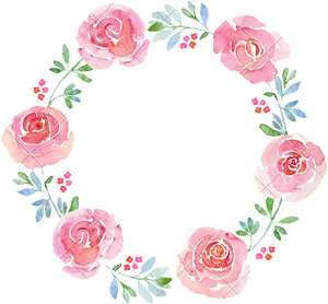 Watercolor_ Rose_ Flower_ Wreath PNG image