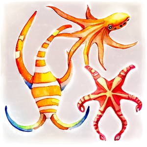 Watercolor Sea Creatures Png Npc PNG image