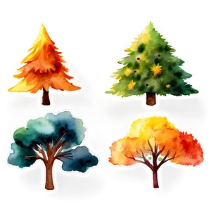 Watercolor Seasonal Trees Png 05032024 PNG image