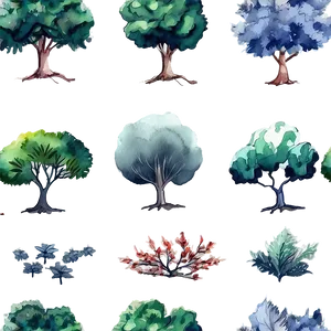 Watercolor Seasonal Trees Png All PNG image