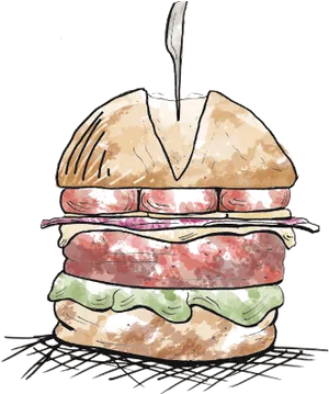 Watercolor Sketch Sandwich PNG image
