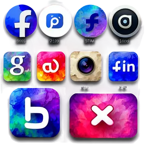 Watercolor Social Media Icons PNG Vjb77