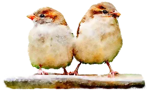 Watercolor Sparrowson Branch PNG image