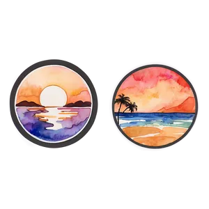 Watercolor Sunsets And Sunrises Png Aau34 PNG image