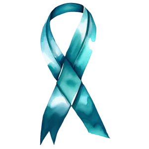Watercolor Teal Ribbon Illustration PNG 23