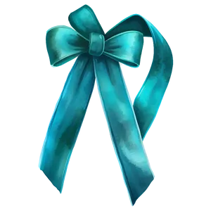Watercolor Teal Ribbon Illustration PNG 35