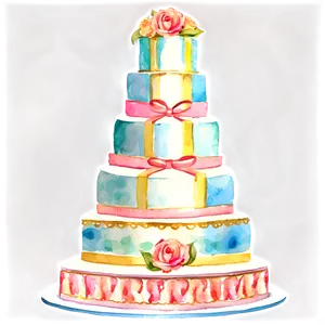 Watercolor Wedding Cake PNG 06122024