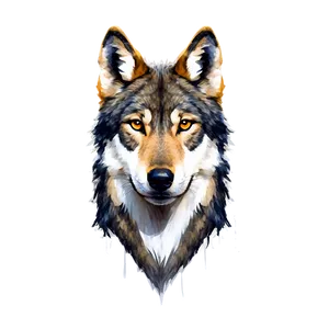 Watercolor Wolf Face Portrait PNG Ukv