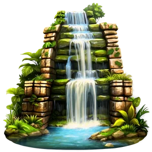 Waterfall And Ancient Ruins Png Eae17 PNG image