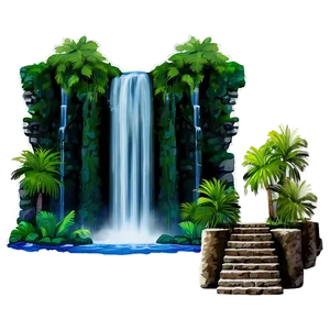 Waterfall And Ancient Ruins PNG Mts54