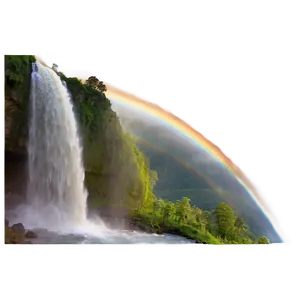 Waterfall And Rainbow At Sunset PNG Dvm97 PNG