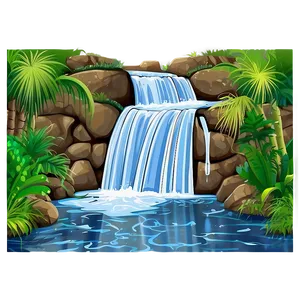 Waterfall And River Junction PNG Ivh