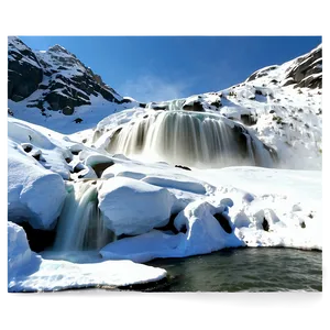 Waterfall And Snow-capped Peaks PNG 05212024 PNG