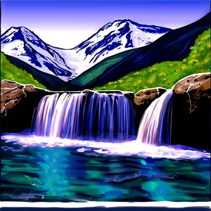 Waterfall And Snow-capped Peaks PNG 13 PNG