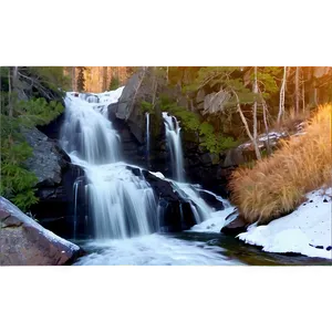 Waterfall And Snow-capped Peaks PNG Rjf