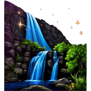 Waterfall And Starry Night Sky PNG 05212024