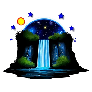 Waterfall And Starry Night Sky PNG Xpo