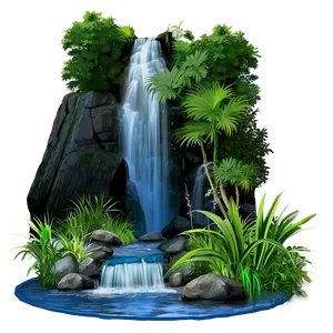 Waterfall And Wildlife Scene Png 05212024 PNG image