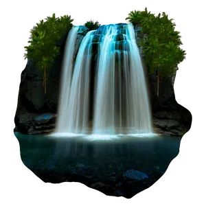 Waterfall By The Moonlit Night Png 05212024 PNG image
