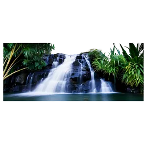 Waterfall By The Moonlit Night PNG Fdc