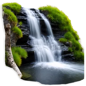 Waterfall In Alpine Setting PNG Drg