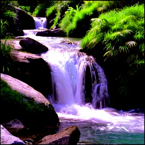 Waterfall In Alpine Setting PNG Orf