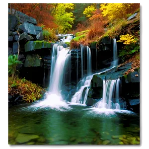 Waterfall In Autumn Forest PNG 40