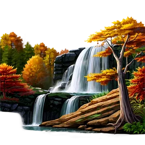 Waterfall In Autumn Forest Png Evh PNG image