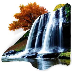 Waterfall In Autumn Forest Png Gxp71 PNG image