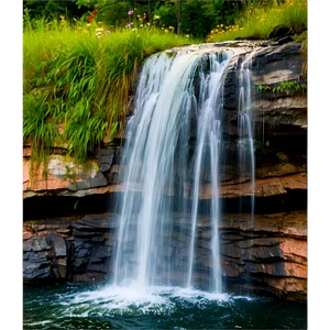 Waterfall In Bloom With Wildflowers PNG 76 PNG