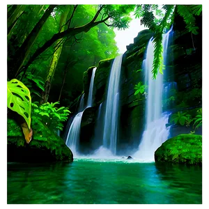 Waterfall In Deep Forest PNG Byg