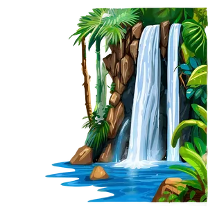 Waterfall In Dense Jungle Png Rrp35 PNG image