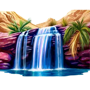 Waterfall In Desert Oasis PNG 05212024