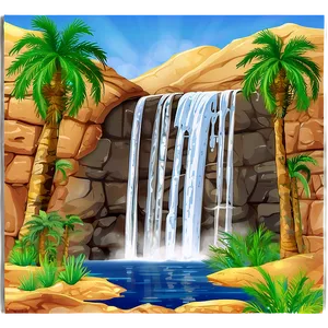 Waterfall In Desert Oasis Png 05212024 PNG image