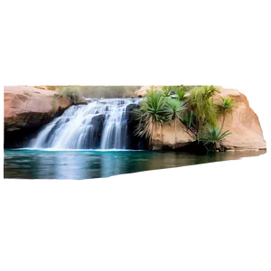 Waterfall In Desert Oasis Png Arh5 PNG image