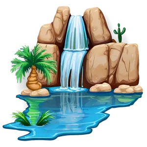 Waterfall In Desert Oasis PNG Jmg