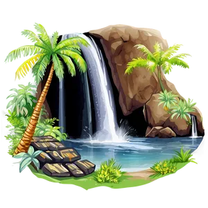 Waterfall In Exotic Location PNG 05212024 PNG