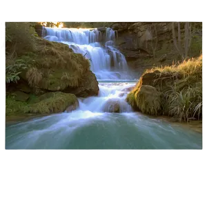 Waterfall In Golden Hour Light PNG Iwe66 PNG