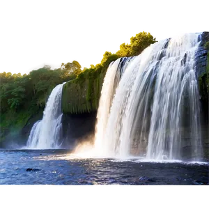 Waterfall In Golden Hour Light PNG Mhi2 PNG
