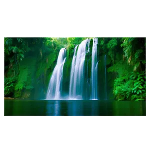 Waterfall In Lush Greenery Png Gdm PNG image