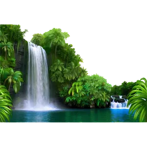 Waterfall In Lush Greenery PNG Kyi
