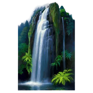 Waterfall In Misty Morning PNG 05212024