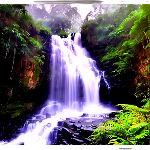 Waterfall In Misty Morning PNG 05212024