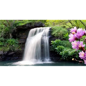 Waterfall In Spring Bloom Png Yan PNG image